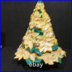 Vintage Rare Atlantic Mold Ceramic Yellow Poinsettia Christmas Tree