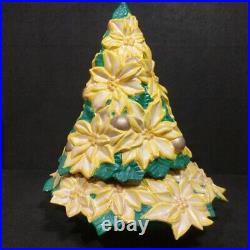 Vintage Rare Atlantic Mold Ceramic Yellow Poinsettia Christmas Tree