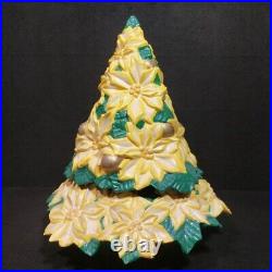 Vintage Rare Atlantic Mold Ceramic Yellow Poinsettia Christmas Tree