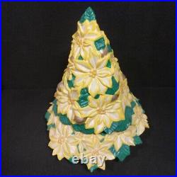 Vintage Rare Atlantic Mold Ceramic Yellow Poinsettia Christmas Tree