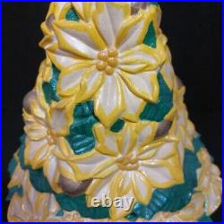 Vintage Rare Atlantic Mold Ceramic Yellow Poinsettia Christmas Tree