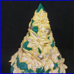 Vintage Rare Atlantic Mold Ceramic Yellow Poinsettia Christmas Tree