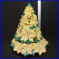 Vintage Rare Atlantic Mold Ceramic Yellow Poinsettia Christmas Tree