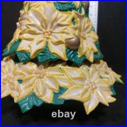 Vintage Rare Atlantic Mold Ceramic Yellow Poinsettia Christmas Tree