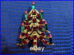 Vintage Rare Hard to Find Eisenberg Ice Christmas Tree with Candles Brooch Signed