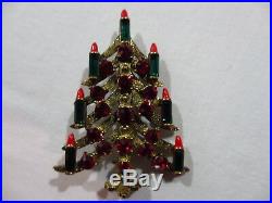 Vintage Rare Hard to Find Eisenberg Ice Christmas Tree with Candles Brooch Signed