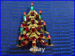 Vintage Rare Hard to Find Eisenberg Ice Christmas Tree with Candles Brooch Signed