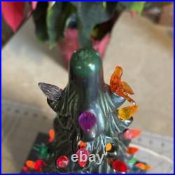 Vintage Rare Nativity Ceramic Christmas Tree Lighted Snow Base
