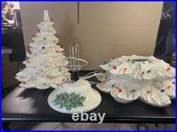 Vintage Rare Pearl Ceramic Christmas Tree White 3 Piece 22 multi color Lights
