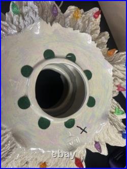 Vintage Rare Pearl Ceramic Christmas Tree White 3 Piece 22 multi color Lights