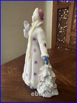 Vintage Rare Snow Maiden DULEVO Porcelain USSR Blonde 6 inch Blue Christmas Tree