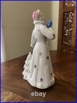 Vintage Rare Snow Maiden DULEVO Porcelain USSR Blonde 6 inch Blue Christmas Tree