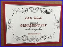 Vintage Retired TWOS COMPANY OLD WORLD 41pc Christmas tree ornament set & topper