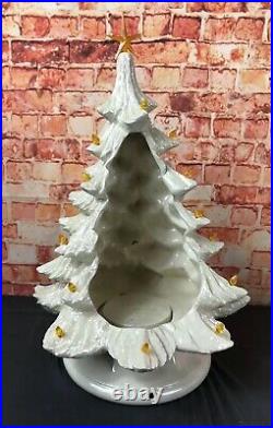Vintage Retro 15 White Ceramic Christmas Tree Decoration Lamp Open Back! MINT