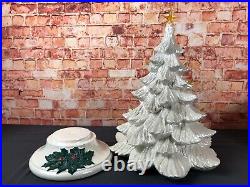 Vintage Retro 15 White Ceramic Christmas Tree Decoration Lamp Open Back! MINT