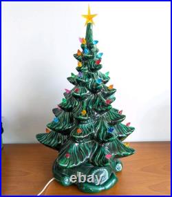 Vintage Retro MCM 70s Atlantic Ceramic Lighted Holiday Christmas Tree And Base