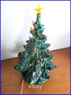 Vintage Retro MCM 70s Atlantic Ceramic Lighted Holiday Christmas Tree And Base