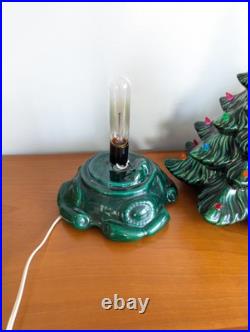 Vintage Retro MCM 70s Atlantic Ceramic Lighted Holiday Christmas Tree And Base