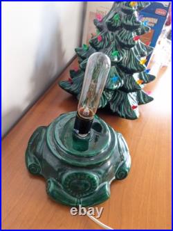 Vintage Retro MCM 70s Atlantic Ceramic Lighted Holiday Christmas Tree And Base