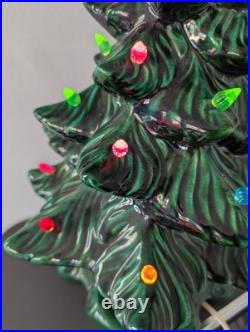 Vintage Retro MCM 70s Atlantic Ceramic Lighted Holiday Christmas Tree And Base
