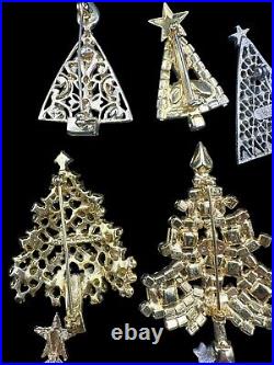 Vintage Rhinestone Christmas Tree Brooch Jewelry Lot Eisenberg OTC JJ Etc 13pcs