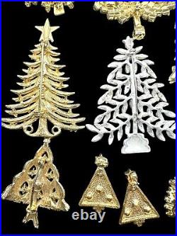 Vintage Rhinestone Christmas Tree Brooch Jewelry Lot Eisenberg OTC JJ Etc 13pcs