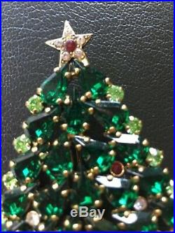 Vintage Rhinestone Christmas Tree Brooch Pin 3