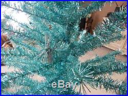 Vintage Robin's Egg Blue Shimmery Tinsel 5' Tall Christmas Tree