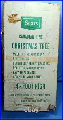 Vintage SEARS 4' Artificial Christmas Tree Canadian Pine Plastic Retro MCM