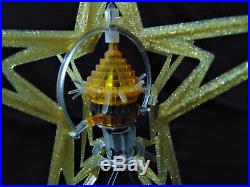 Vintage SPINNER MOTION Christmas Tree Topper Star WORKING Bradford Light Lamp