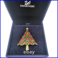 Vintage SWAROVSKI 2003 Christmas Tree Brooch Red, Green & Clear Stones