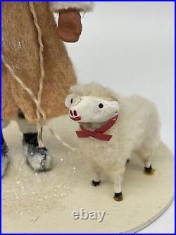 Vintage Santa Claus W Sheep By Twins Feather Trees'92 Gift Box Backpack 8 See