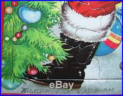 Vintage Santa Claus trims Christmas Tree Frame Tray Puzzle Whitman USA 1947