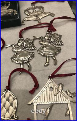 Vintage Seagull Pewter Christmas Ornaments Lot Of 22 Pieces 1990's Collection
