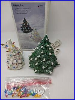 Vintage Set Of 2 Ceramic Lighted Christmas Trees In Original Box