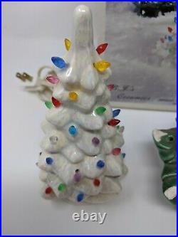 Vintage Set Of 2 Ceramic Lighted Christmas Trees In Original Box