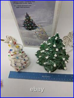 Vintage Set Of 2 Ceramic Lighted Christmas Trees In Original Box