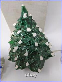 Vintage Set Of 2 Ceramic Lighted Christmas Trees In Original Box