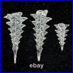 Vintage Set Of 3 Art Glass Clear Christmas Trees 5.5-10T 4-5W