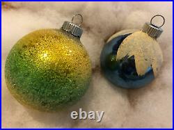 Vintage Shiny Brite Christmas Tree Ornaments 12 Assorted Shapes Indent UFO Mica