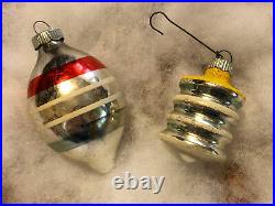 Vintage Shiny Brite Christmas Tree Ornaments 12 Assorted Shapes Indent UFO Mica