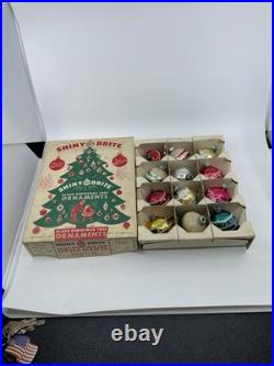 Vintage Shiny Brite Christmas Tree Ornaments Mercury Glass Painted Mica Stripes