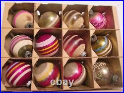 Vintage Shiny Brite Christmas Tree Ornaments Mercury Glass Painted Mica Stripes