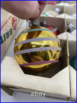 Vintage Shiny Brite Christmas Tree Ornaments Mercury Glass Painted Mica Stripes