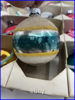 Vintage Shiny Brite Christmas Tree Ornaments Mercury Glass Painted Mica Stripes