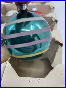 Vintage Shiny Brite Christmas Tree Ornaments Mercury Glass Painted Mica Stripes