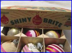 Vintage Shiny Brite Christmas Tree Ornaments Mercury Glass Painted Mica Stripes