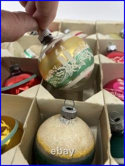 Vintage Shiny Brite Christmas Tree Ornaments Mercury Glass Painted Mica Stripes