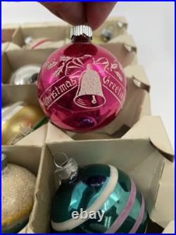 Vintage Shiny Brite Christmas Tree Ornaments Mercury Glass Painted Mica Stripes