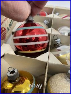 Vintage Shiny Brite Christmas Tree Ornaments Mercury Glass Painted Mica Stripes